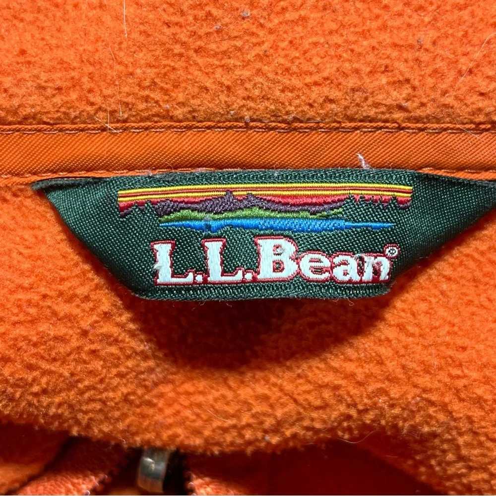 Vintage LL Bean Fleece Jacket Mens Size Medium Orange Full Zip Outdoors Classic - Picture 4 of 11